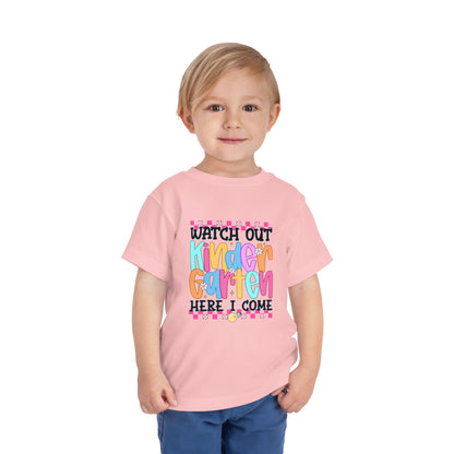 Watch Out Kindergarten Shirt - Fun Toddler Back to School Tee, Colorful First Day of Kindergarten Outfit, Here I Come Shirt for Kids