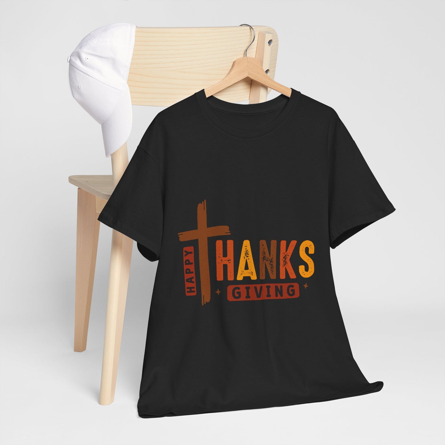 Christian Thanksgiving T-Shirt - Faith-Based “THANKS” Cross Jesus Tee