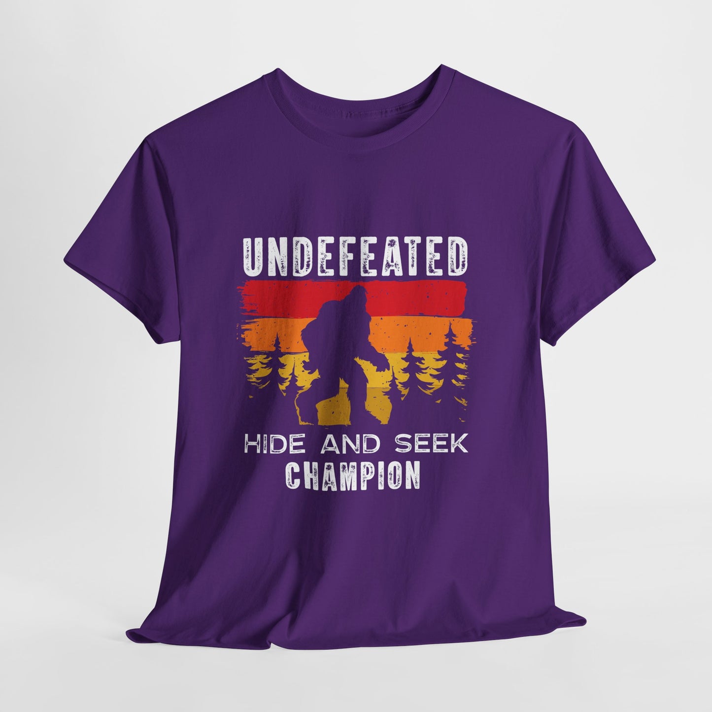 Undefeated Hide and Seek Champion Bigfoot T-Shirt - Retro Sunset Tee