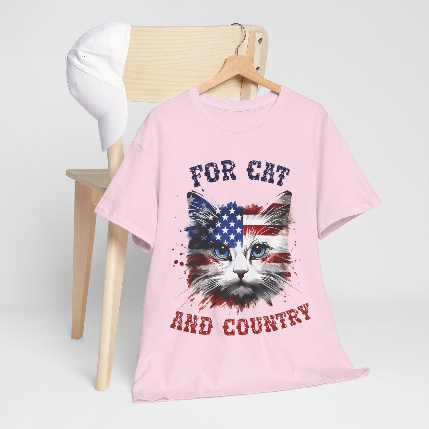 For Cat and Country Shirt - Patriotic USA Flag Cat Tee