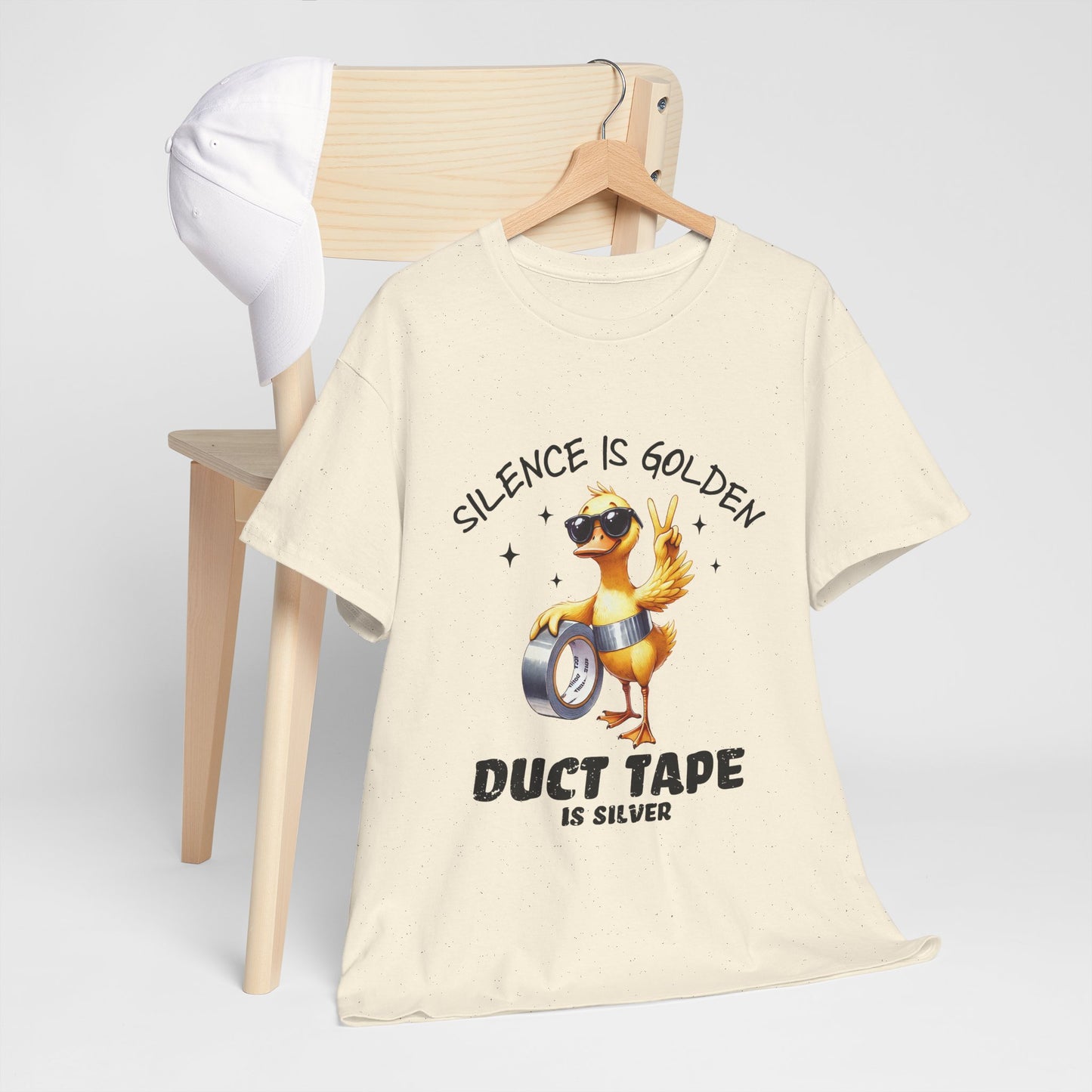 Silence Is Golden Duct Tape T-Shirt - Funny Duck Tee
