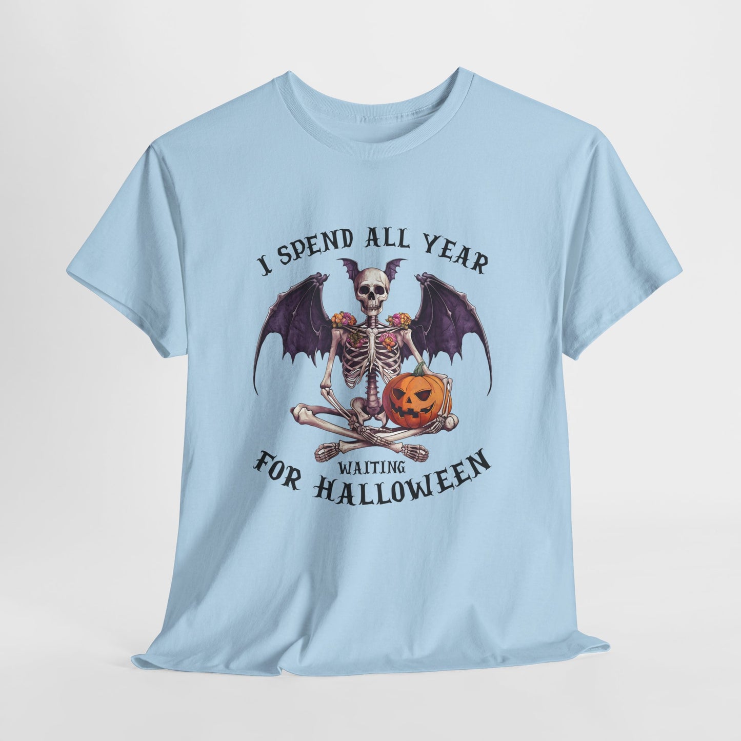 Koszulka z nietoperzowym szkieletem i dynią – gotycka koszulka na Halloween z dynią Jack-o-Lantern, upiorny prezent na święta dla kobiet i mężczyzn