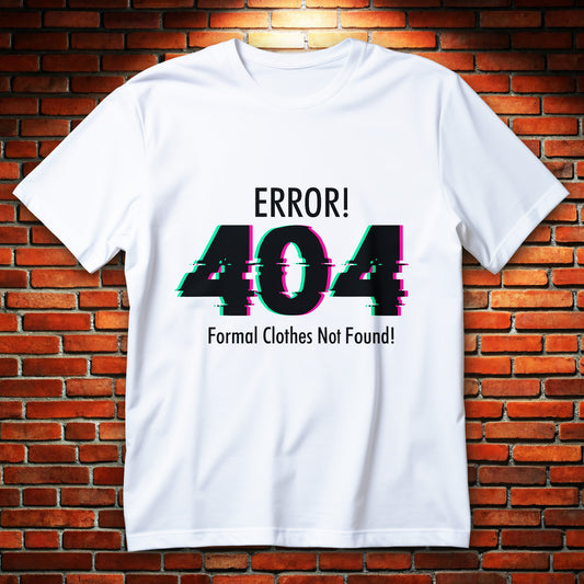 404 error t-shirt - neon glitch 404 graphic with text formal clothes not found