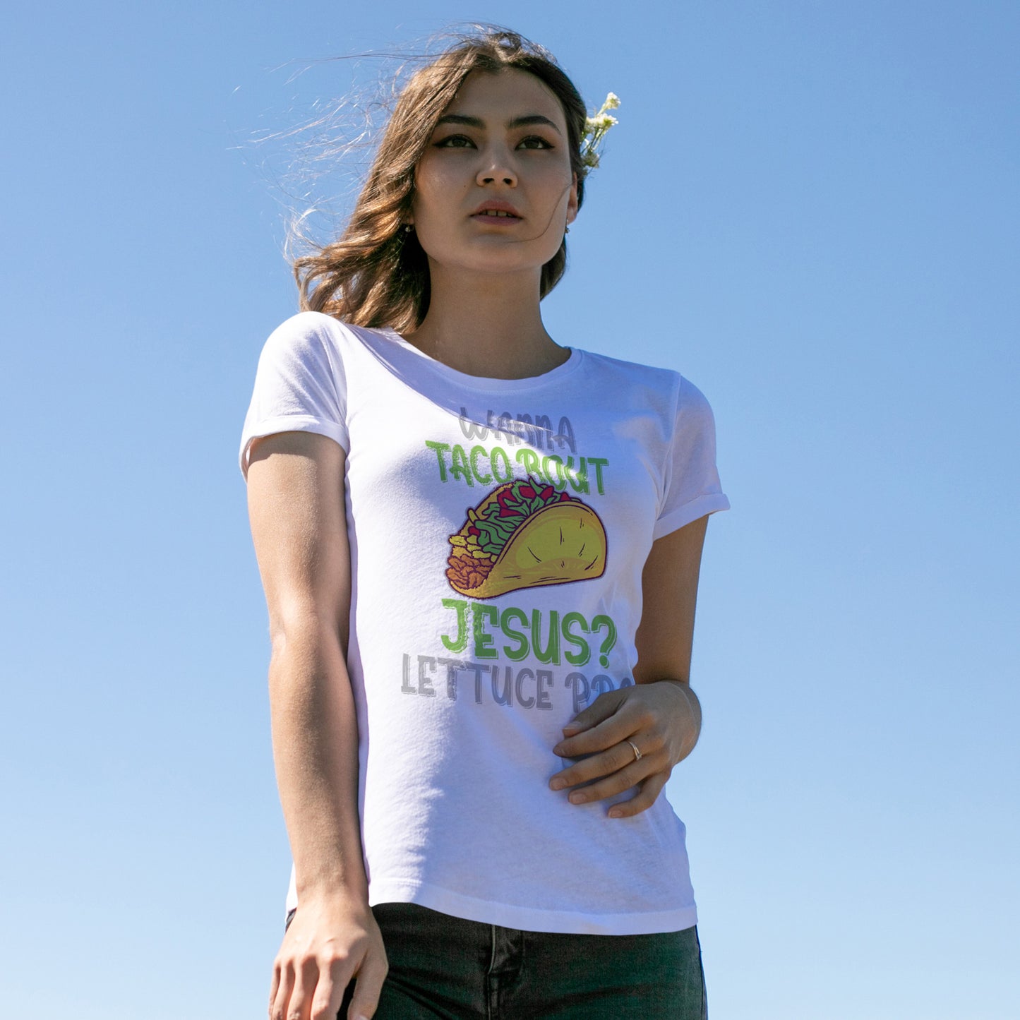 Wanna Taco ’Bout Jesus T-Shirt - Lettuce Pray Funny Christian Tee
