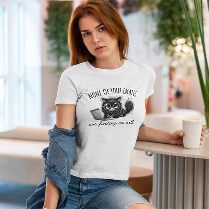 Work From Home Grumpy Cat T-Shirt - None of Your Emails Tee