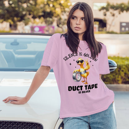 Silence Is Golden Duct Tape T-Shirt - Funny Duck Tee