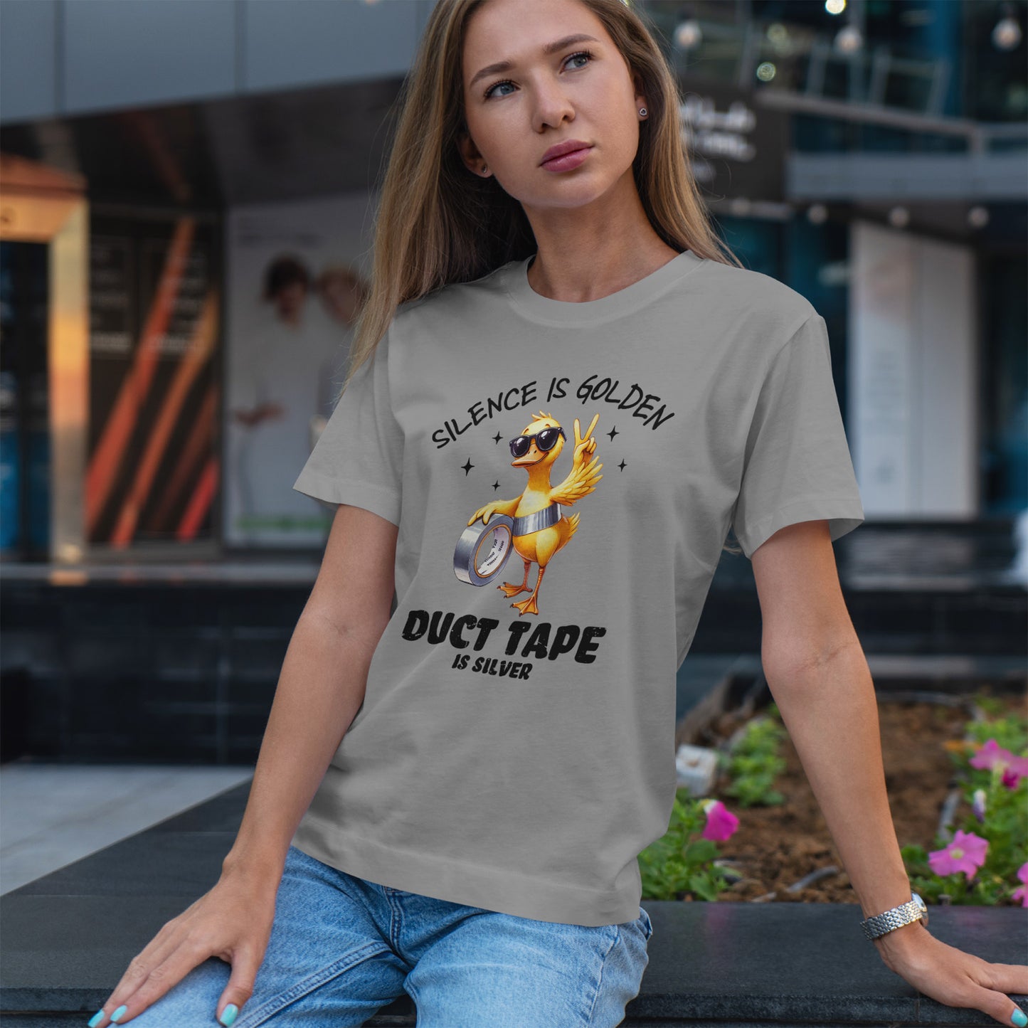 Silence Is Golden Duct Tape T-Shirt - Funny Duck Tee