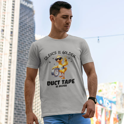 Silence Is Golden Duct Tape T-Shirt - Funny Duck Tee
