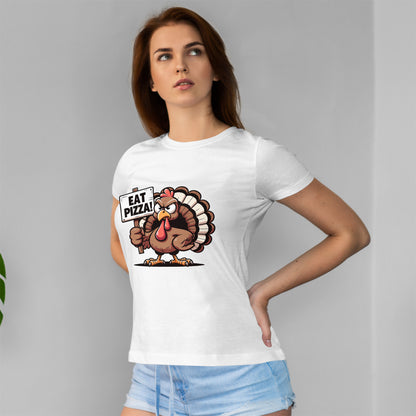 Eat Pizza Turkey T-Shirt - Funny Thanksgiving Anti-Turkey Pizza Lover Tee