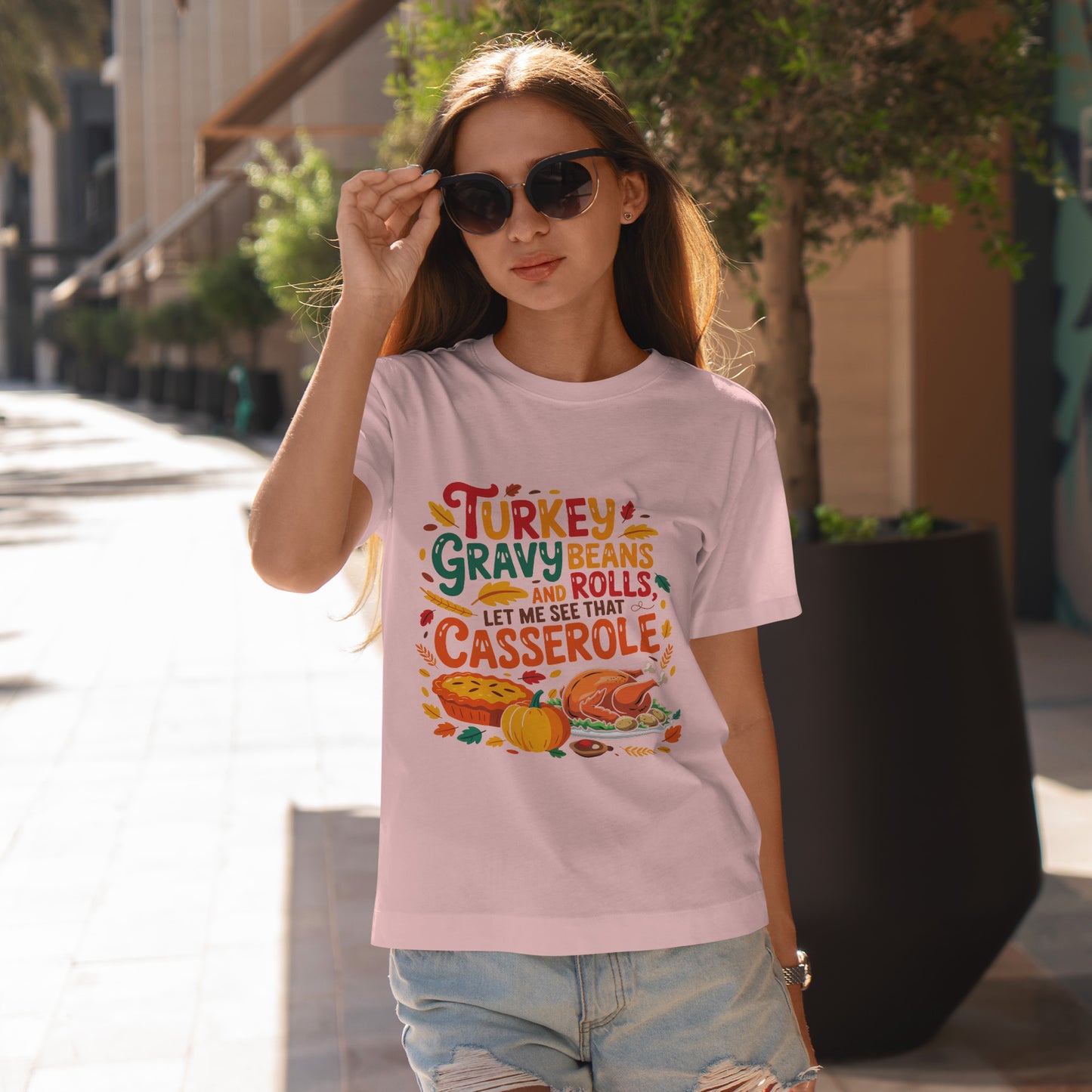 Thanksgiving Casserole T-Shirt - Funny Turkey Gravy Beans & Rolls Foodie Tee