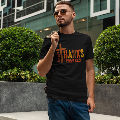 Christian Thanksgiving T-Shirt - Faith-Based “THANKS” Cross Jesus Tee