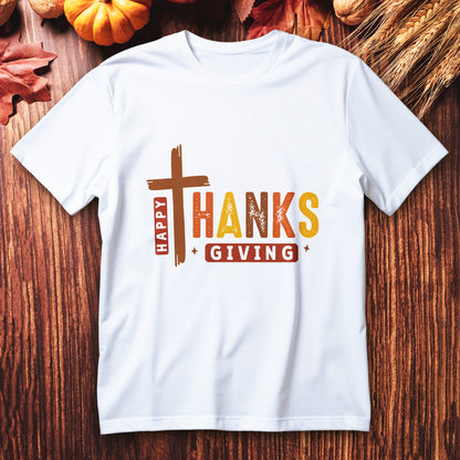 christian thanksgiving t-shirt, faith-based “thanks” cross jesus tee