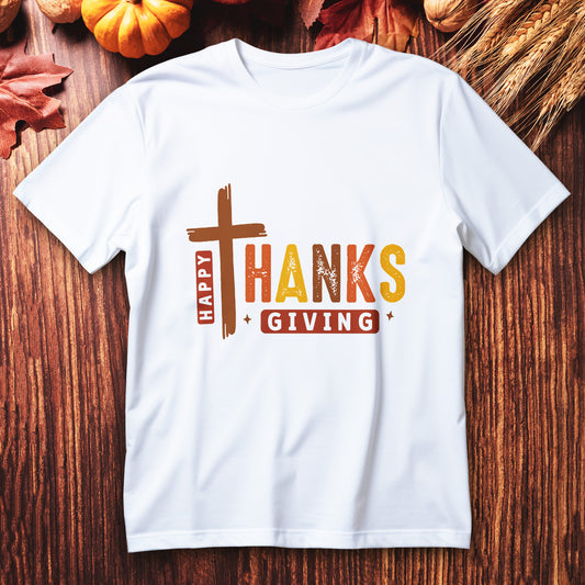 christian thanksgiving t-shirt, faith-based “thanks” cross jesus tee