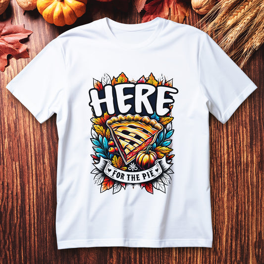 here for the pie t-shirt, funny thanksgiving dessert tee with pumpkin pie