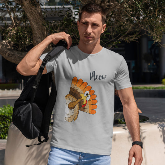 Funny Cat Turkey T-Shirt - Thanksgiving Meow Cat Lover Tee