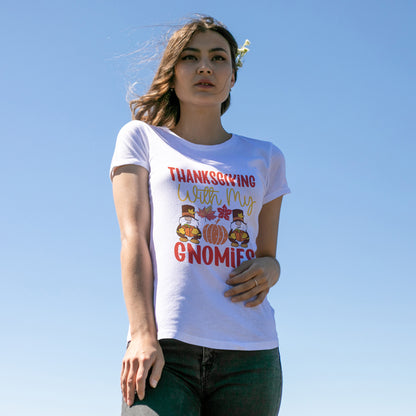 Thanksgiving With My Gnomies T-Shirt - Cute Fall Gnome Family Tee