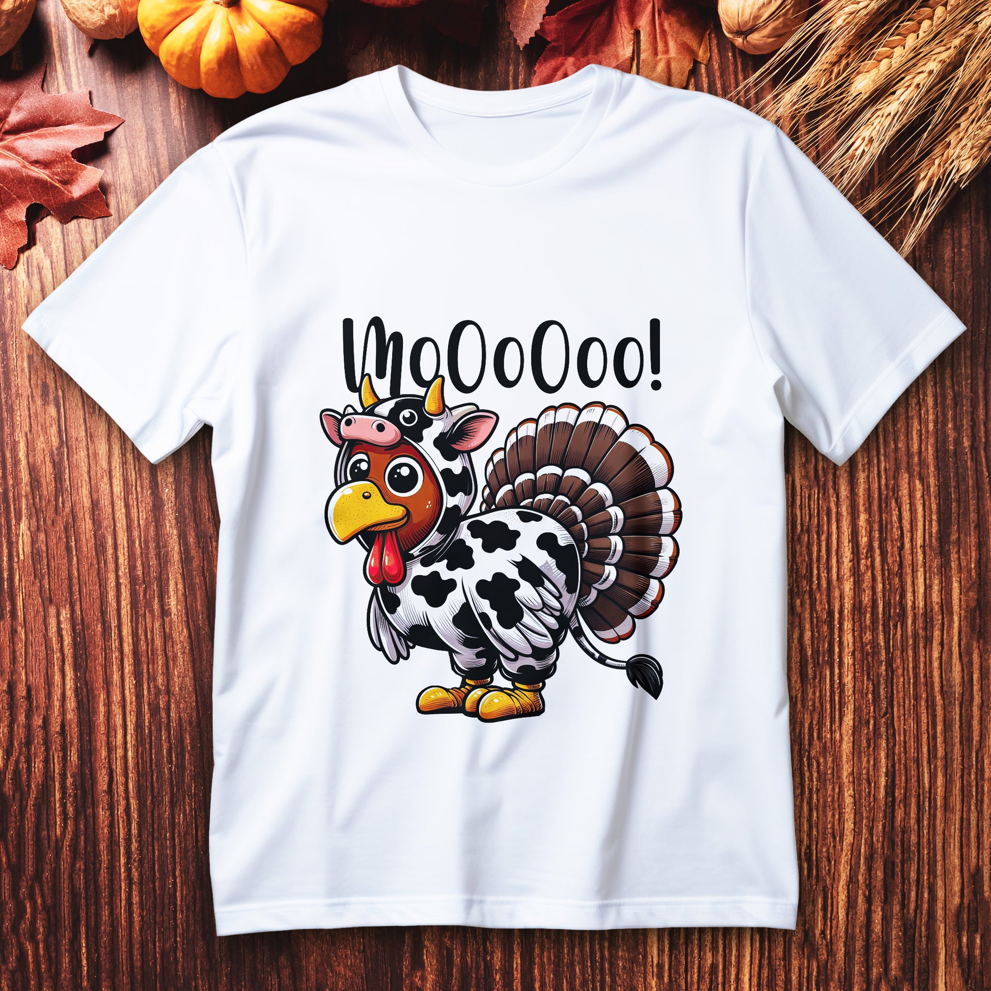 turkey moo t-shirt, funny thanksgiving cow costume tee