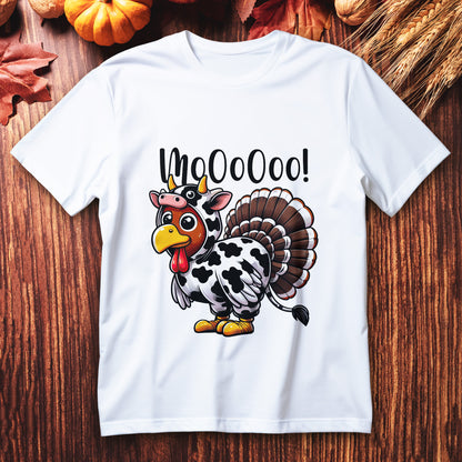 turkey moo t-shirt, funny thanksgiving cow costume tee