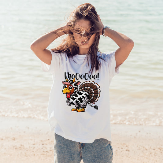 Turkey Moo T-Shirt - Funny Thanksgiving Cow Costume Tee
