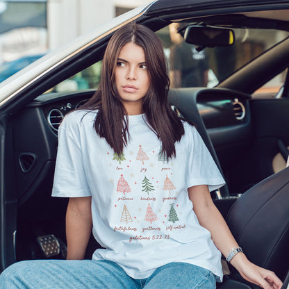 Fruits of the Spirit Christmas T-Shirt - Galatians 5:22-23 Faith Tee