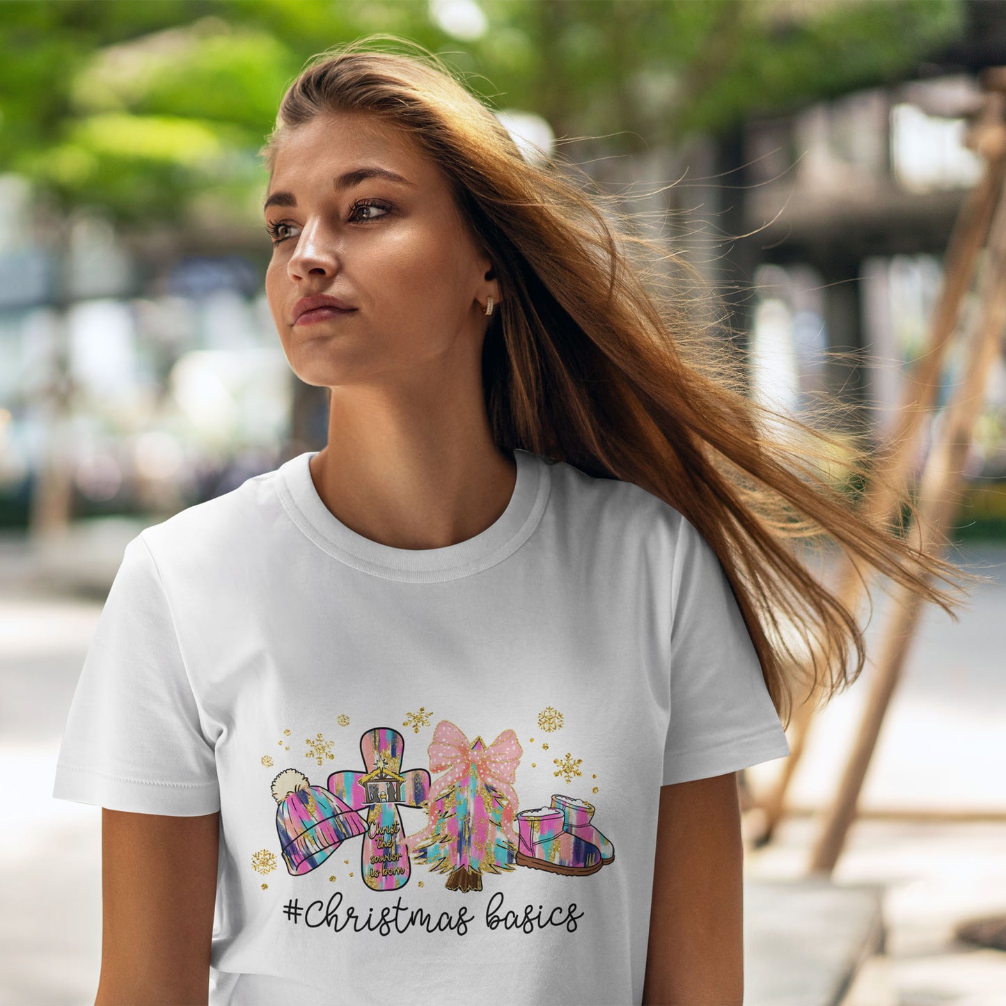 Christ the Savior Is Born T-Shirt - Pastel Nativity Cross Christmas Tee