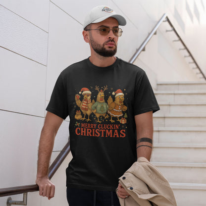 Merry Cluckin' Christmas Chicken T-Shirt - Funny Holiday Farm Tee
