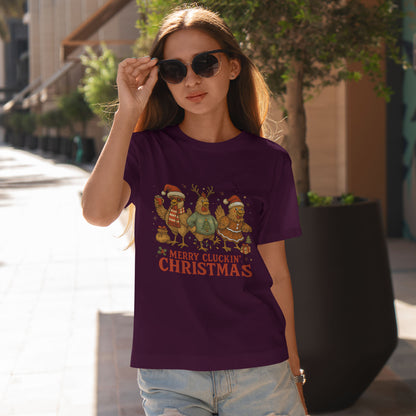 Merry Cluckin' Christmas Chicken T-Shirt - Funny Holiday Farm Tee