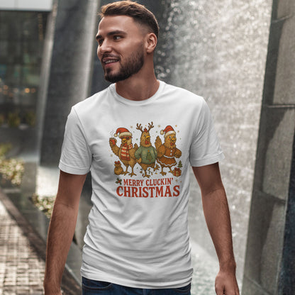 Merry Cluckin' Christmas Chicken T-Shirt - Funny Holiday Farm Tee