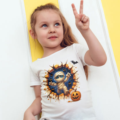 Koszulka dla dzieci „Urocza mumia” – koszulka dla maluchów na Halloween z duchami i dynią Jack-o-Lantern, upiorny prezent dla chłopców i dziewczynek