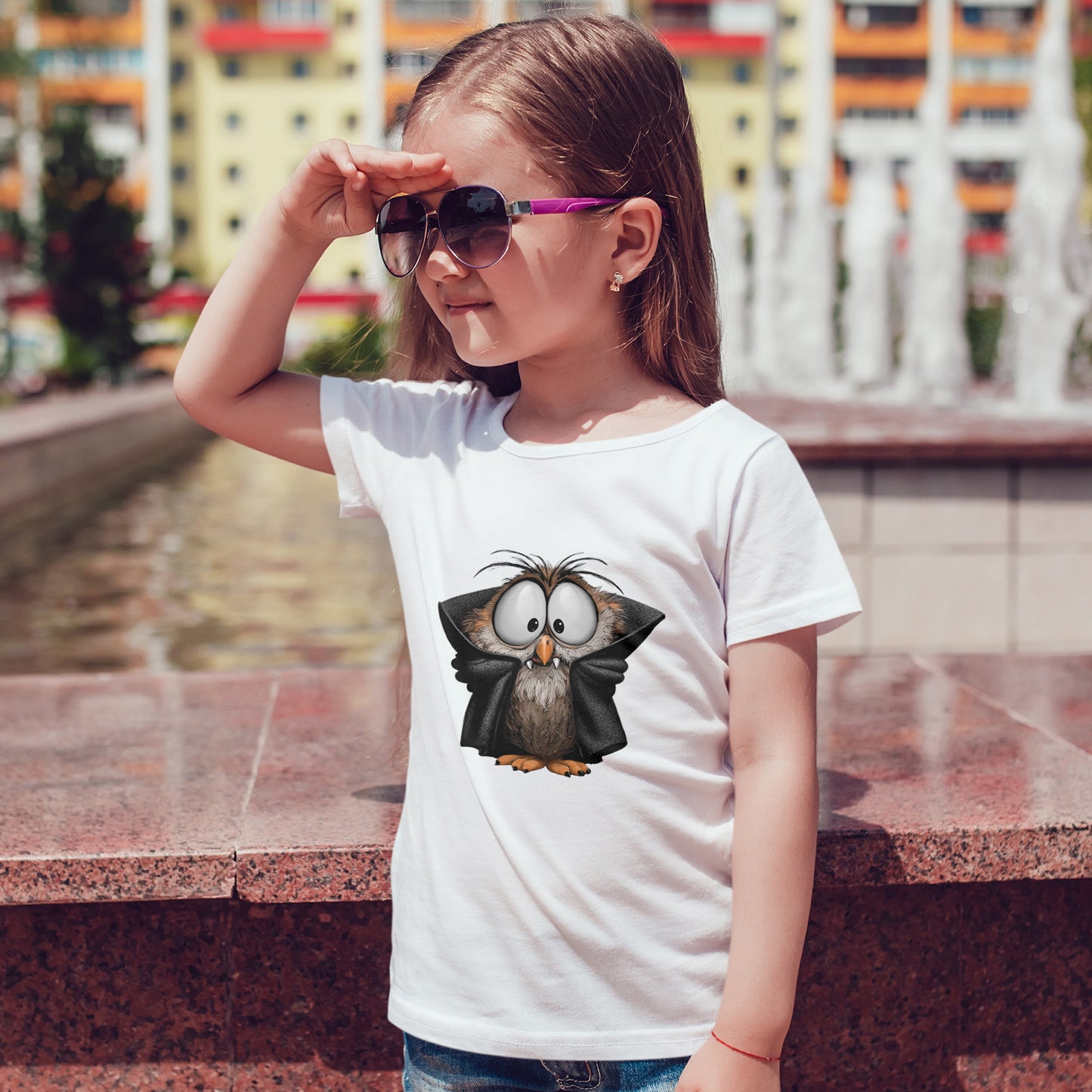 Vampire Owl Kids T-Shirt - Cute Big Eyes Toddler Halloween Tee