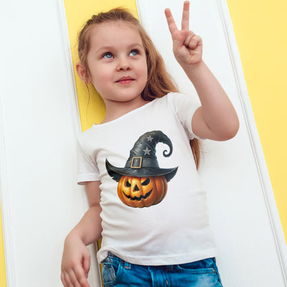 Witch Hat Pumpkin Kids T-Shirt - Smiling Jack O' Lantern Toddler Tee