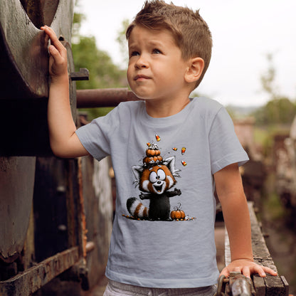 Red Panda Kids Halloween T-Shirt - Candy Corn & Pumpkins Toddler Tee
