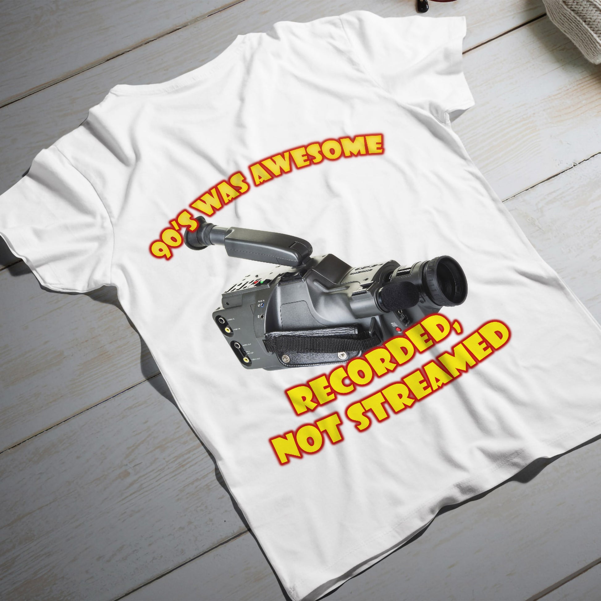 recorded not streamed t-shirt - retro 90s camcorder graphic home video nostalgia