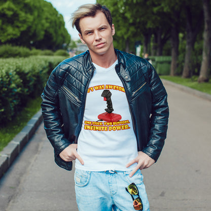 Koszulka z jednym drążkiem, dwoma przyciskami i nieskończoną mocą – koszulka retro z joystickiem dla graczy