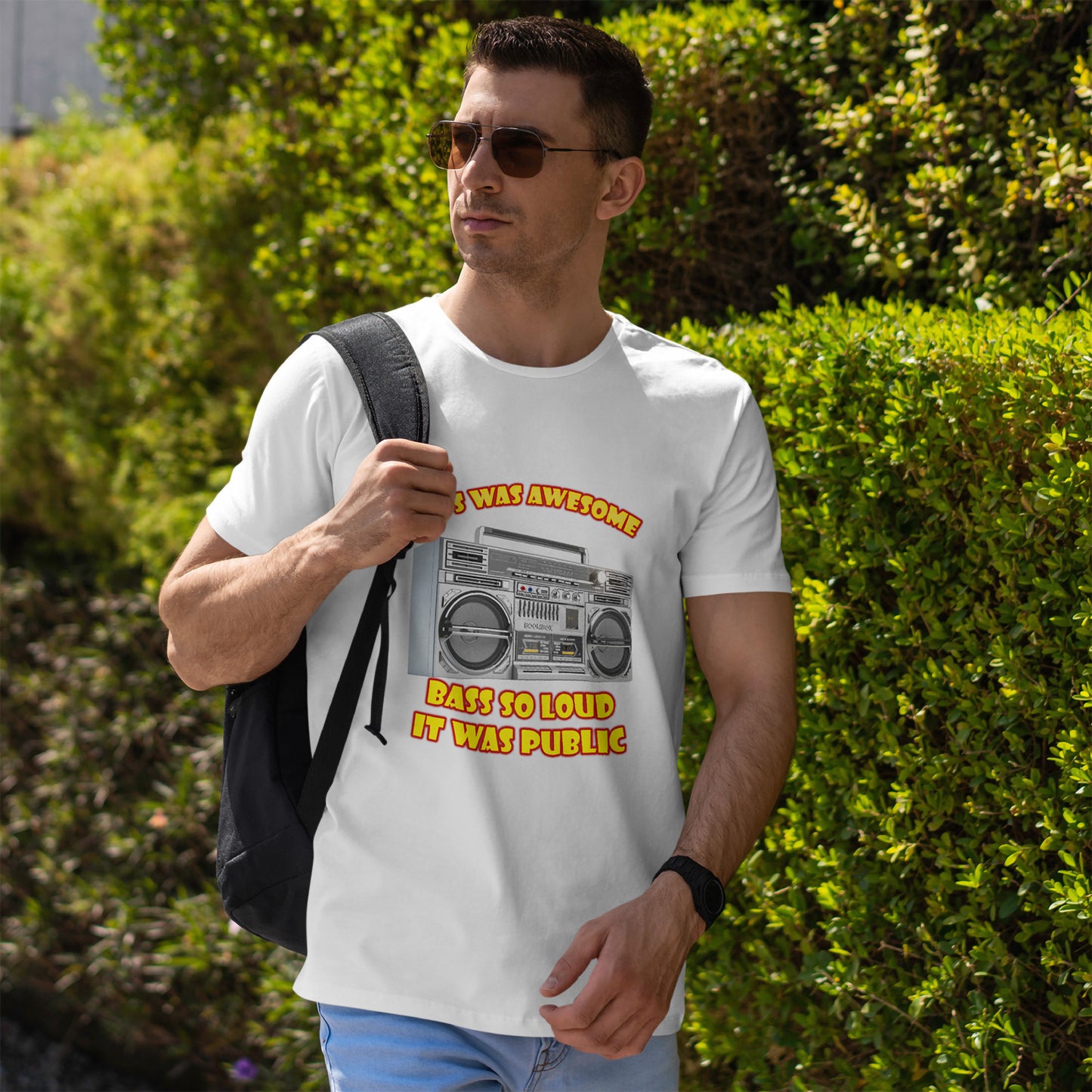 Bass So Loud It Was Public T-Shirt - Retro Boombox 90s Tee