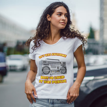 Bass So Loud It Was Public T-Shirt - Retro Boombox 90s Tee