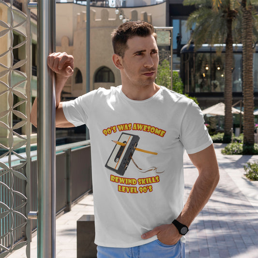 Rewind Skills Level 90s T-Shirt - Cassette With Pencil
