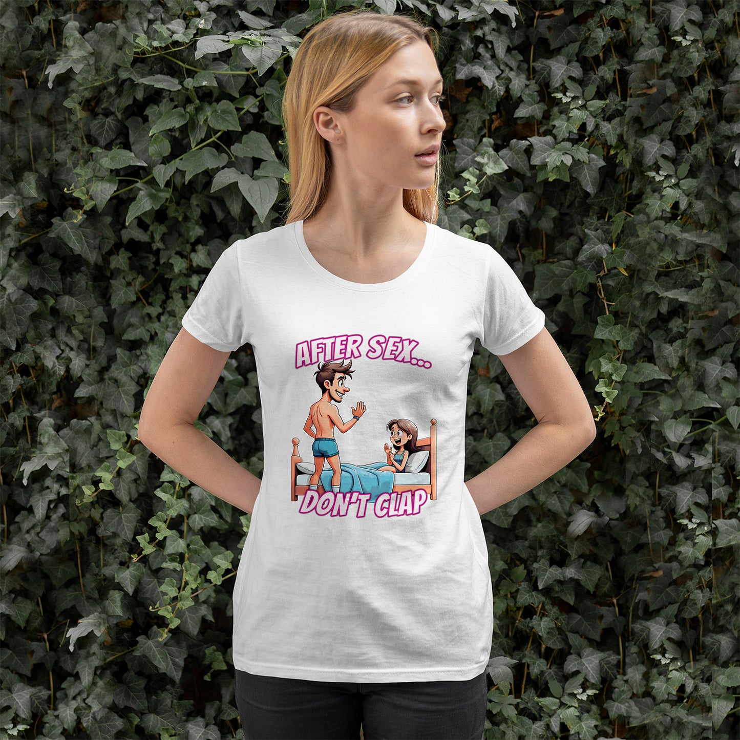 After Sex Don't Clap Shirt - Funny Cringe Cartoon Tee - Awkward Humor T-Shirt for Fans of Secondhand Embarrassment