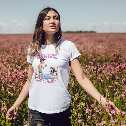 After Sex Don't Clap Shirt - Funny Cringe Cartoon Tee - Awkward Humor T-Shirt for Fans of Secondhand Embarrassment