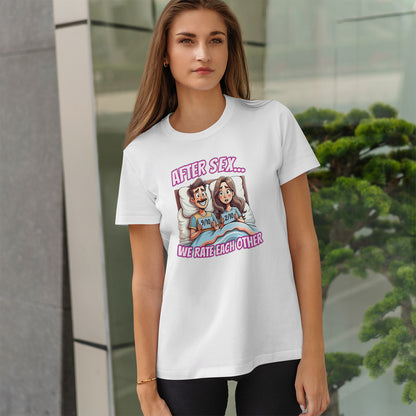 After Sex We Rate Each Other Shirt - Funny Relationship Cartoon Tee - Awkward Dating Humor T-Shirt