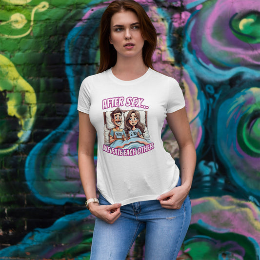 After Sex We Rate Each Other Shirt - Funny Relationship Cartoon Tee - Awkward Dating Humor T-Shirt