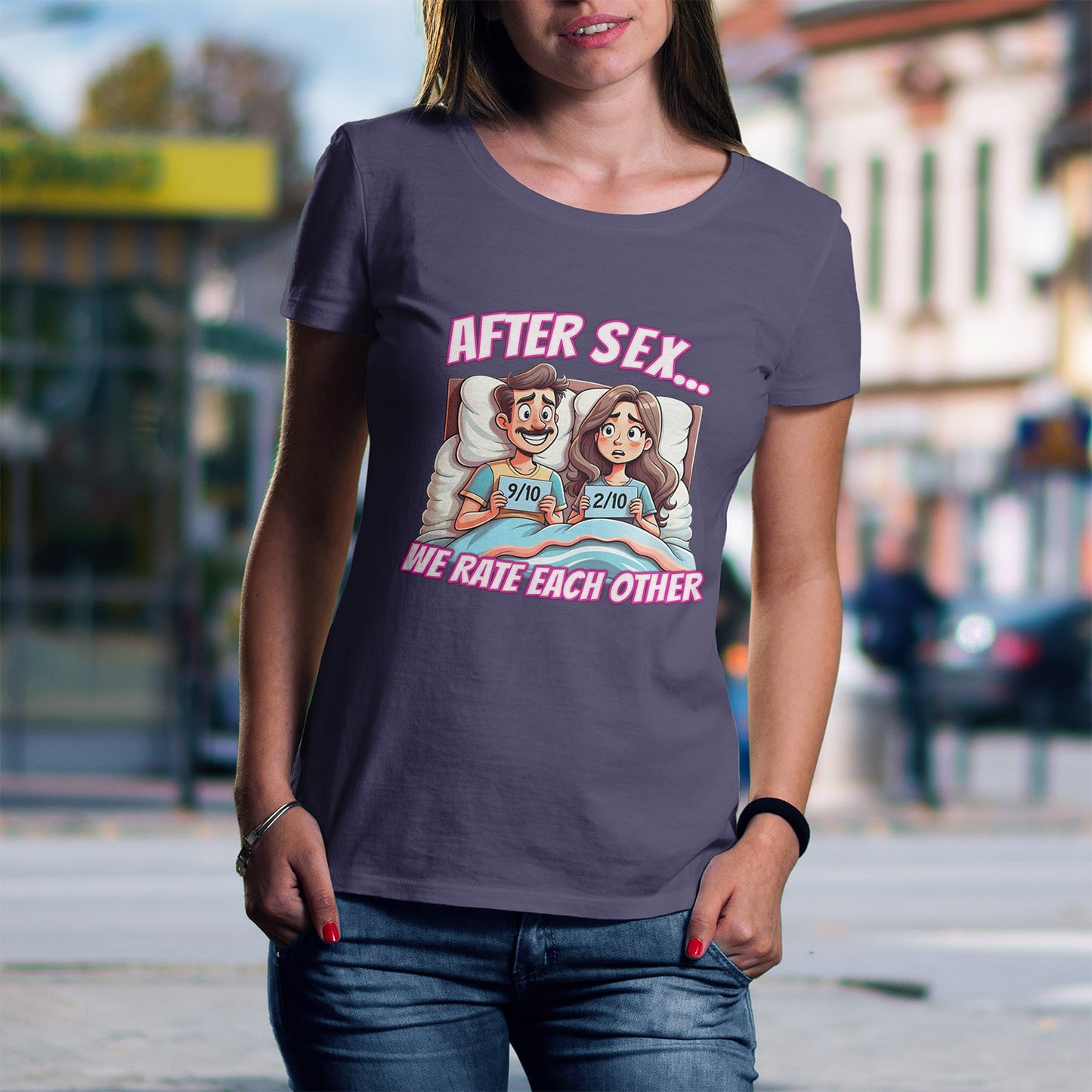After Sex We Rate Each Other Shirt - Funny Relationship Cartoon Tee - Awkward Dating Humor T-Shirt