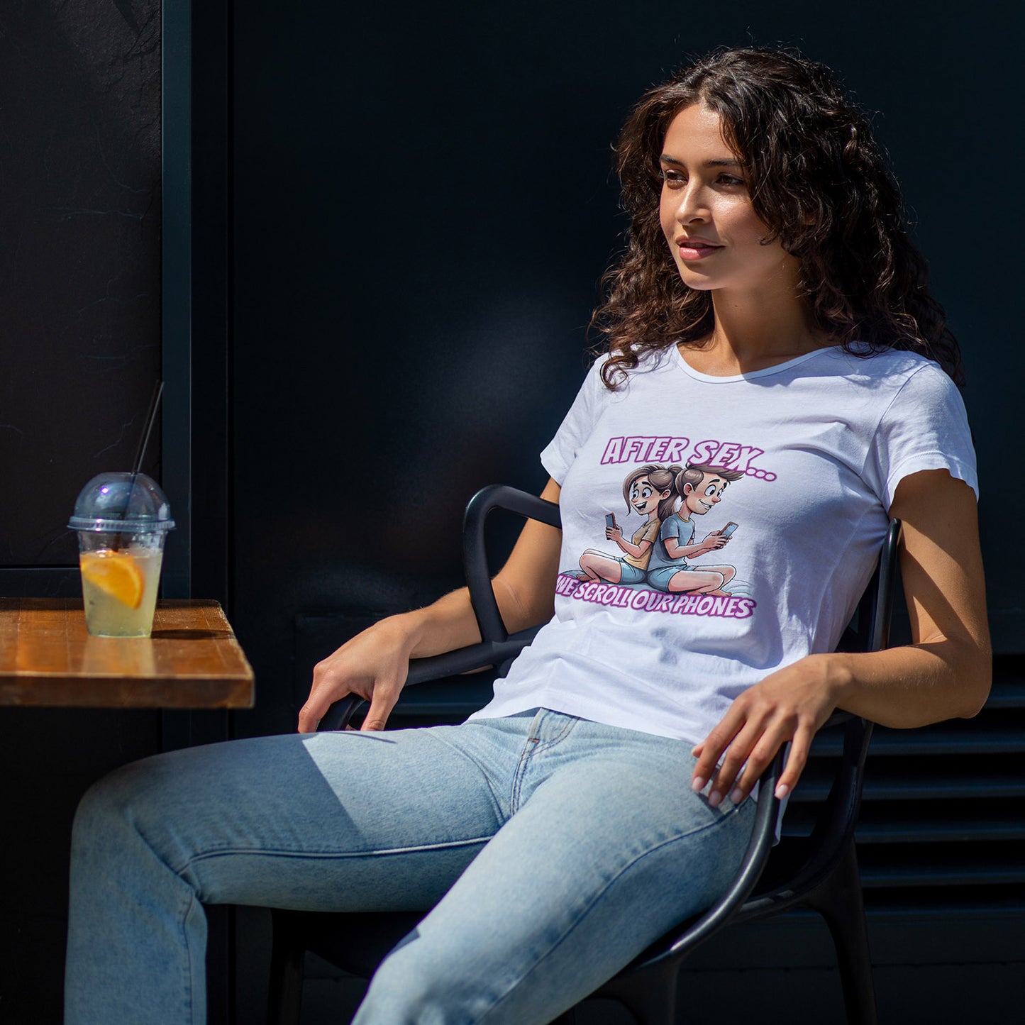 After Sex We Scroll Our Phones Shirt - Funny Modern Love Cartoon Tee - Sarcastic Dating Humor T-Shirt
