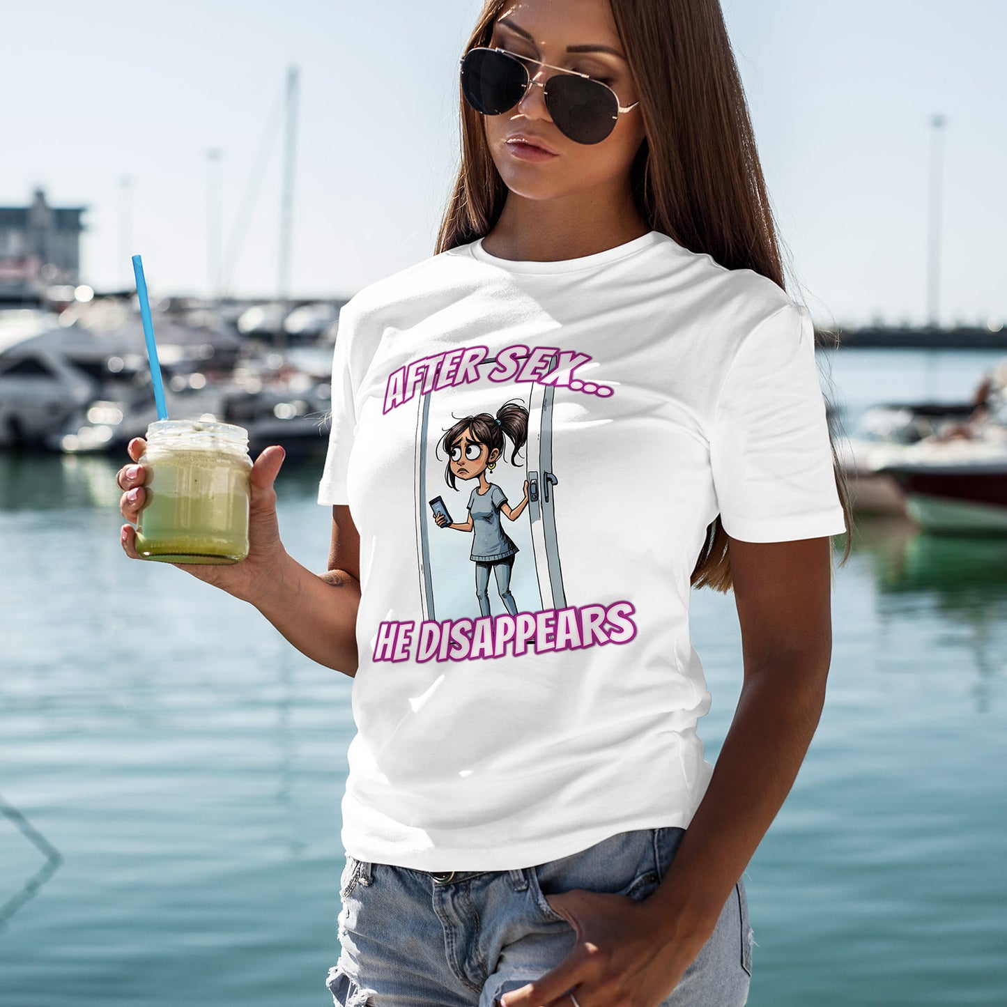 After Sex He Disappears Shirt - Funny Ghosting Cartoon Tee - Modern Dating Humor T-Shirt for Sarcastic Souls