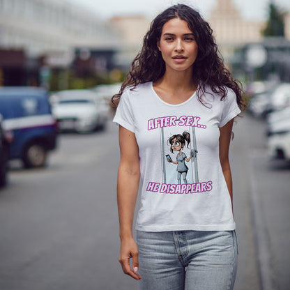 After Sex He Disappears Shirt - Funny Ghosting Cartoon Tee - Modern Dating Humor T-Shirt for Sarcastic Souls