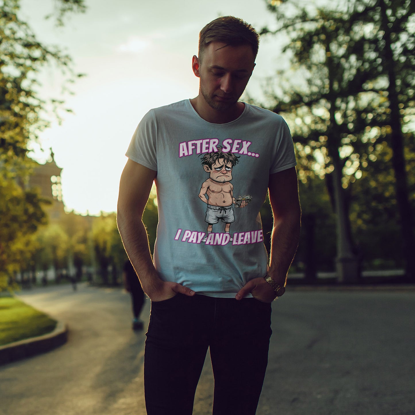 After Sex I Pay Shirt - Dark Humor Dating Tee - Funny Transactional Romance Cartoon T-Shirt