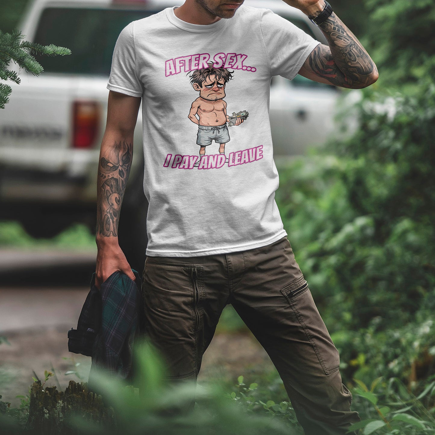 After Sex I Pay Shirt - Dark Humor Dating Tee - Funny Transactional Romance Cartoon T-Shirt