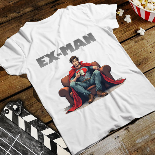 EX-MAN - Funny Superhero Breakup Parody T-Shirt | Heartbroken Comic Antihero Tee for Marvel Fans