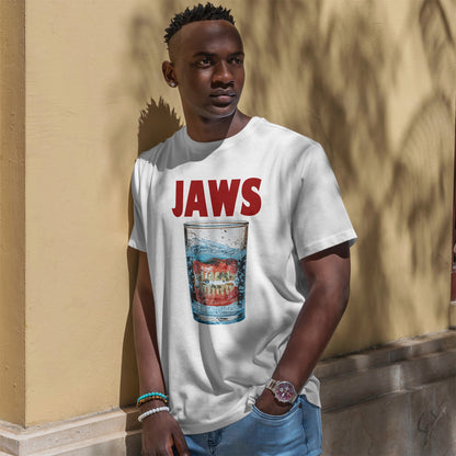 JAWS Parody - Funny Denture in Water Glass T-Shirt for Movie & Humor Fans