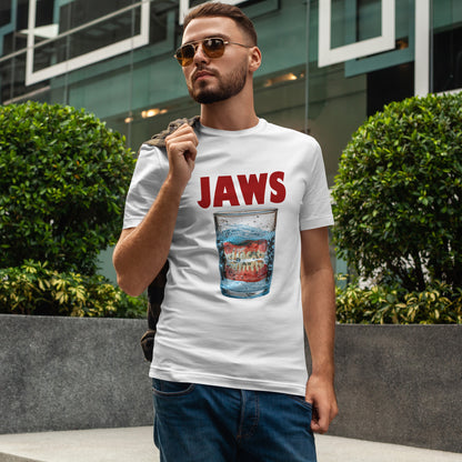 JAWS Parody - Funny Denture in Water Glass T-Shirt for Movie & Humor Fans